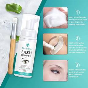 img 2 attached to Effective 60ml Eyelash Extension Cleanser: Natural Lash Foaming Cleanser with Eyelash Brush - Safe Makeup Remover & Mascara Cleaner, Salon & Home Use | No Paraben/Sulfate | Lash Shampoo - 2 fl.oz