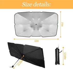 img 3 attached to 🌞 Foldable Car Windshield Sun Shade - 31"x 52" Umbrella Style Sunshade/Cover for Cars, Vehicles - UV Rays and Heat Blocking, Keep Your Car Cool - Reflective Front Windshield Sunshade