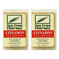 tea tree therapy toothpicks cinnamon: natural dental care - 100 toothpicks, pack of 2 logo