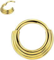 fansing 316l surgical steel septum rings hoop 16g: elegant hinged daith earrings trio with stacked clicker in silver/gold/rose gold/black - 8mm logo