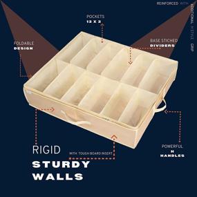 img 2 attached to 👞 ZAUCK Under Bed Shoe Storage Organizer 2 Pack: Keep 24 Pairs Tidy with Sturdy Walls, Strengthened Handles, Zipper, and Breathable Material – Beige