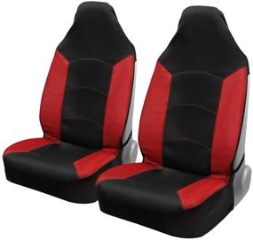 img 4 attached to 🚗 Premium Red Mesh Car Seat Covers by Motor Trend – High Back Automotive Seat Protection for Vehicles with Integrated Fixed Headrests - Interior Accessories for Car Truck Van and SUV