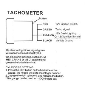 img 1 attached to 🎛️ 2-дюймовый тахометр 52 мм Тахометр с 7-цветовым затемненным измерителем, 0~8000 об/мин, Дымчатый циферблат, 12 В