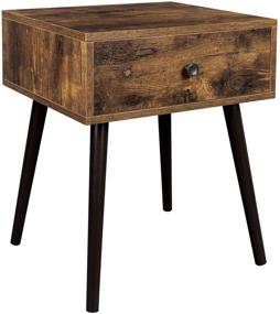 img 4 attached to 🛋️ Vintage Style Sofa Side Table with Drawer for Bedroom - VASAGLE Nightstand in Rustic Brown ULET176B01