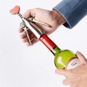 img 2 attached to OBALY Love Bronze Wine Set Gift – 🍷 Wing-Style Corkscrew with Foil Cutter, Bottle Opener End, and Stopper