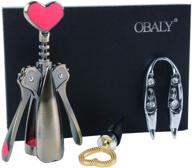 obaly love bronze wine set gift – 🍷 wing-style corkscrew with foil cutter, bottle opener end, and stopper логотип