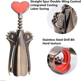 img 3 attached to OBALY Love Bronze Wine Set Gift – 🍷 Wing-Style Corkscrew with Foil Cutter, Bottle Opener End, and Stopper