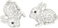 women's cute bunny rabbit stud earrings - platinum plated 925 sterling silver, cubic zirconia, perfect for girls & children logo