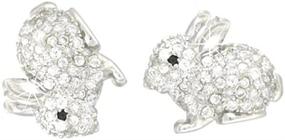 img 4 attached to Women's Cute Bunny Rabbit Stud Earrings - Platinum Plated 925 Sterling Silver, Cubic Zirconia, Perfect for Girls & Children