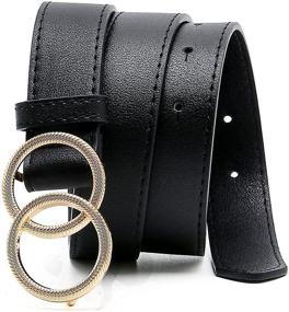 img 2 attached to 🔍 IFENDEI Women's Gold Double Round Buckle Skinny Belt for Jeans - Enhanced SEO