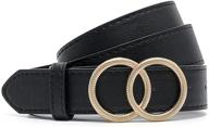 🔍 ifendei women's gold double round buckle skinny belt for jeans - enhanced seo logo