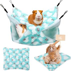 img 4 attached to 🐹 2-Piece Hanging Hammock and Warm Bed Set for Guinea Pigs, Hamsters, Rats, Ferrets, Squirrels, and Other Small Pets - Soft Mat Included