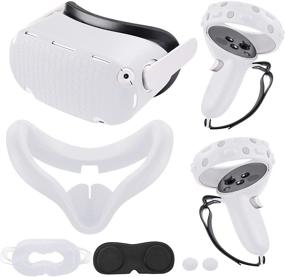 img 4 attached to 🛡️ Oculus Quest 2 Accessories Bundle: Silicone Face Cover, VR Shell Cover, Touch Controller Grip Cover, Protective Lens Cover, Disposable Eye Cover