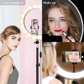 img 3 attached to 📸 14 Inch LED Ringlight with Stand: Big Selfie Ring Light, Circle Lamp with Phone Holder & Camera Tripod for Photography Lighting, Video Recording, Live Streaming on YouTube & TikTok