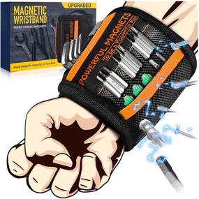 img 4 attached to Men's Magnetic Wristband - Perfect Christmas Stocking Stuffers for Dad and Women, 15 Super Strong Magnets, Cool Gadgets for Men, Mens Gift Ideas, Wrist Tool Belt Set Holder for Screws, Nails, Drill Bits
