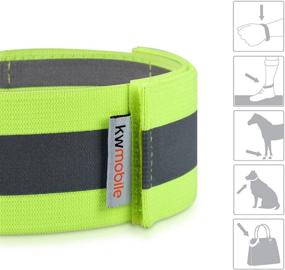 img 3 attached to 🏃 kwmobile Reflective Armbands - High Visibility Safety Bands for Jogging, Cycling, Walking - Neon Reflective Straps for Arm, Leg, Ankle, Wrist - Improve Outdoor Visibility