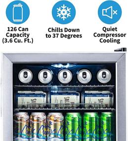 img 1 attached to 🍺 NewAir 126-Can Beverage Refrigerator Cooler - Mini Bar Beer Fridge with Right Hinge Glass Door - 34F Cooling - AB-1200 - Stainless Steel