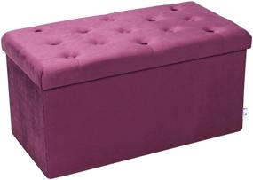 img 4 attached to FSOBEIIALAO Folding Storage Flannelette Footrest Furniture for Accent Furniture