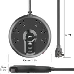 img 3 attached to 🔌 Компактная розетка с защитой от скачков напряжения - 6 розеток, 3 порта USB и удлинитель на 2 м - идеально для общежития, офиса и зарядки в путешествиях.