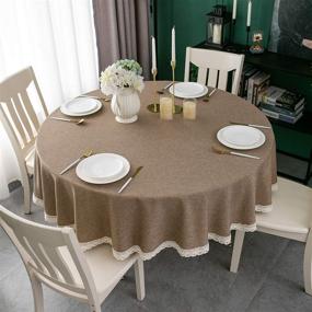 img 3 attached to 🌸 E-HouseHome Faux Linen Lace Tablecloth