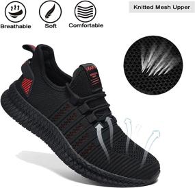 img 3 attached to 👟 VNANV Men's Running Shoes Sneakers - Slip-on Athletic Shoes for Men, Casual Tennis Walking Shoes, Black Sports Gym Breathable Rubber Work Shoe