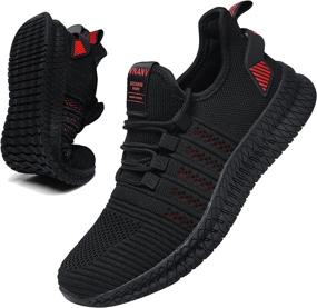 img 4 attached to 👟 VNANV Men's Running Shoes Sneakers - Slip-on Athletic Shoes for Men, Casual Tennis Walking Shoes, Black Sports Gym Breathable Rubber Work Shoe