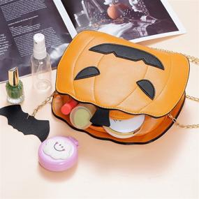 img 1 attached to 🎃 Miayon Halloween Pumpkin Purse: Chic Crossbody Bag for Women with Bat Ornament and PU Material