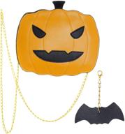 🎃 miayon halloween pumpkin purse: chic crossbody bag for women with bat ornament and pu material logo