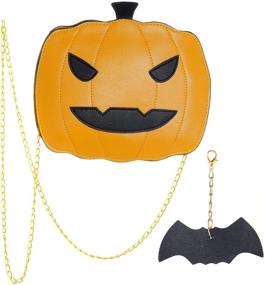 img 4 attached to 🎃 Miayon Halloween Pumpkin Purse: Chic Crossbody Bag for Women with Bat Ornament and PU Material