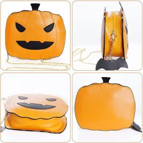 img 2 attached to 🎃 Miayon Halloween Pumpkin Purse: Chic Crossbody Bag for Women with Bat Ornament and PU Material