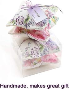 img 3 attached to Aucuda Handmade Lavender Scented Fabric Sachet Bags for Closets and Drawers - Set of 4, Ideal for Housewarming, Bridal Party, Hostess, Linen Decor - Great Gift!