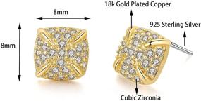 img 3 attached to Hanweiya 18k Gold Plated 925 Sterling Silver Square Stud Earrings - Simulated Diamond Jewelry for Women