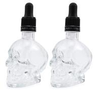 🧪 cornucopia skull glass dropper bottles (2-pack, 2oz, clear): ideal dispenser for bitter flavor tattoo & beard oils logo