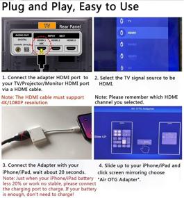 img 1 attached to 📱 Адаптер Lightning к HDMI, сертифицированный Apple MFi, 1080P Обновленный цифровой AV адаптер Синхронизация экрана с кабелем зарядки для iPhone 12/11/XR/iPad, совместим с HDTV/проектором/монитором, поддержка iOS 9.2-14+ (белый)