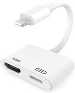 📱 адаптер lightning к hdmi, сертифицированный apple mfi, 1080p обновленный цифровой av адаптер синхронизация экрана с кабелем зарядки для iphone 12/11/xr/ipad, совместим с hdtv/проектором/монитором, поддержка ios 9.2-14+ (белый) логотип