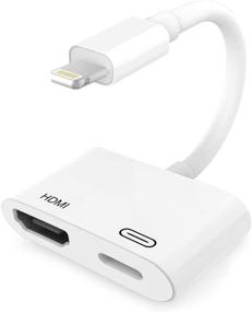 img 4 attached to 📱 Адаптер Lightning к HDMI, сертифицированный Apple MFi, 1080P Обновленный цифровой AV адаптер Синхронизация экрана с кабелем зарядки для iPhone 12/11/XR/iPad, совместим с HDTV/проектором/монитором, поддержка iOS 9.2-14+ (белый)