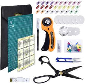 img 4 attached to 🧵 Ultimate Rotary Cutter Set: 104Pcs with Cutting Mat, Patchwork Ruler, Carving Knife - Ideal for Sewing and Quilting