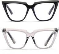 👓 womens chic oversized cateye blue light blocking reading glasses: big eyeglass frames with large lens for computer readers logo