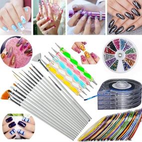 img 3 attached to 🎨 Nail Art Kit: JOYJULY - 30 Striping Tape, 4 Striping Roller Boxes, 12 Colors Rhinestones, 5 Dotting Pens, 15 Brush Set
