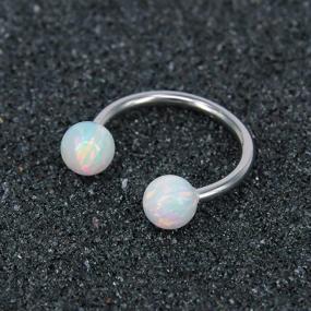 img 3 attached to 16G Opal Stainless Steel Horseshoe Circular Barbell Nose Hoop Ring Lip Helix Earrings Septum Ring for ZS