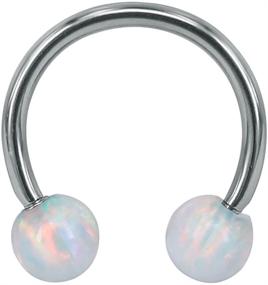 img 4 attached to 16G Opal Stainless Steel Horseshoe Circular Barbell Nose Hoop Ring Lip Helix Earrings Septum Ring for ZS