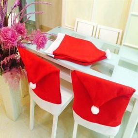 img 1 attached to 🎅 Mehome Christmas Chair Covers Santa Clause Red Hat Dining - Festive Xmas Holiday Decoration (Pack of 6)