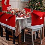 🎅 mehome christmas chair covers santa clause red hat dining - festive xmas holiday decoration (pack of 6) logo