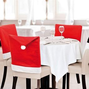 img 2 attached to 🎅 Mehome Christmas Chair Covers Santa Clause Red Hat Dining - Festive Xmas Holiday Decoration (Pack of 6)