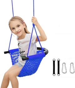 img 4 attached to 🎠 YKB Kids Swing Seat: Heavy Duty Rope Play for Secure Fun! Indoor/Outdoor/Playground/Home/Tree - 2 to 12 Years - 440 lbs Capacity (Blue)!