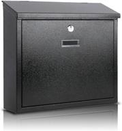secure and spacious black wall mounted mailbox with key lock – 14.2x 4x 12.6 inch logo