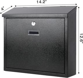 img 3 attached to Secure and Spacious Black Wall Mounted Mailbox with Key Lock – 14.2X 4X 12.6 Inch