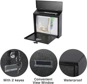img 2 attached to Secure and Spacious Black Wall Mounted Mailbox with Key Lock – 14.2X 4X 12.6 Inch