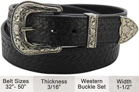 img 3 attached to Stylish Black 👢 Leather Basket Weave Western Footwear