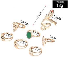 img 3 attached to 🌈 Bohemian Joint Midi Retro Gem Finger Ring Sets - 10 to 15 Crystal Knuckle Stacking Rings for Women and Teen Girls with Comfort Fit Size 5-9
